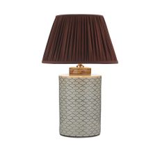 Paxton 1 Light E27 Table Lamp Ccrain With Brown With Inline Switch C/W Ulyana Burgundy Faux Silk Pleated 40cm Shade