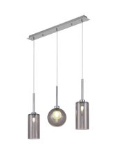 Penton Linear Pendant 2m, 3 x G9, Polished Chrome/Smoked/Frosted Type A,G Shade