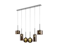 Penton Linear Pendant 2m, 6 x G9, Polished Chrome/Copper/Frosted Type A,C,G Shade