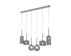 Penton Linear Pendant 2m, 6 x G9, Polished Chrome/Smoked/Frosted Type A,C,G Shade