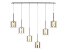 Penton Linear Pendant 2m, 6 x G9, Polished Chrome/Gold/Clear Type H Shade