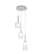 Penton Round Pendant 2m, 3 x G9, Polished Chrome/Frosted Type A,B,C Shade
