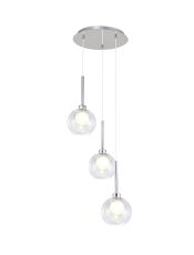 Penton Round Pendant 2m, 3 x G9, Polished Chrome/Clear/Frosted Type G Shade