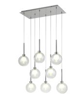 Penton Rectangle Multiple Pendant 2m, 8 x G9, Polished Chrome/Clear/Frosted Type G Shade