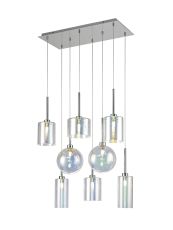 Penton Rectangle Multiple Pendant 2m, 8 x G9, Polished Chrome/Italisbonscent/Frosted Type A,B,C Shade