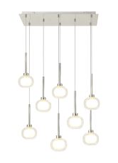 Penton Rectangle Multiple Pendant 2m, 8 x G9, Polished Chrome/Frosted/Clear Type M Shade