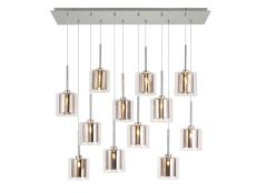 Penton Linear Pendant 2m, 12 x G9, Polished Chrome/Copper/Clear Type H Shade
