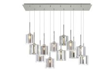 Penton Linear Pendant 2m, 12 x G9, Polished Chrome/Chrome/Clear/Smoked Type H Shade