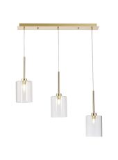 Penton Linear Pendant 2m, 3 x G9, French Gold/Clear Type B Shade