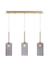 Penton Linear Pendant 2m, 3 x G9, French Gold/Smoked Type A Shade