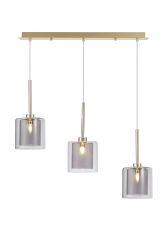 Penton Linear Pendant 2m, 3 x G9, French Gold/Smoked/Clear Type H Shade