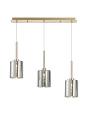 Penton Linear Pendant 2m, 3 x G9, French Gold/Chrome Lined Type B Shade