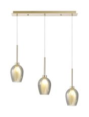 Penton Linear Pendant 2m, 3 x G9, French Gold/Smoke/Frosted Type D Shade