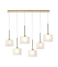 Penton Linear Pendant 2m, 6 x G9, French Gold/Frosted Type C Shade