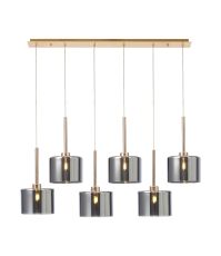 Penton Linear Pendant 2m, 6 x G9, French Gold/Chrome Type C Shade