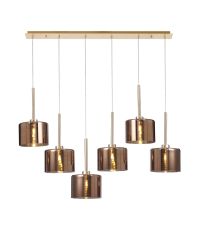 Penton Linear Pendant 2m, 6 x G9, French Gold/Copper Type C Shade