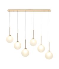 Penton Linear Pendant 2m, 6 x G9, French Gold/Frosted Type G Shade