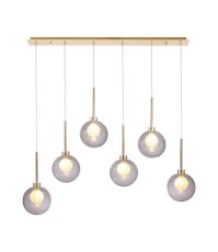 Penton Linear Pendant 2m, 6 x G9, French Gold/Smoked/Frosted Type G Shade