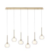 Penton Linear Pendant 2m, 6 x G9, French Gold/Frosted/Clear Type M Shade