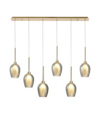 Penton Linear Pendant 2m, 6 x G9, French Gold/Smoke/Frosted Type D Shade