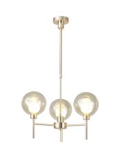 Penton Telescopic/Semi Flush, 3 x G9, French Gold/Cognac/Frosted Type G Shade