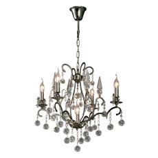 Pescara Pendant Round 5 Light E14 Black Chrome/Crystal