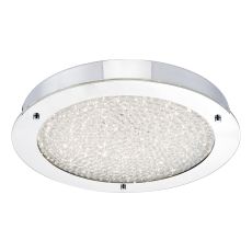 Peta 1 Light 22W Integrated LED Polished Chrome Bathroom IP44 Flush Fitting With Crushed Crystal Diffuser