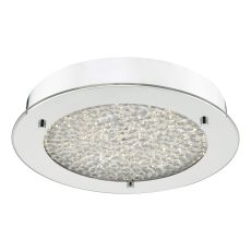 Peta 1 Light 20W Integrated LED Polished Chrome Bathroom IP44 Flush Fitting With Crushed Crystal Diffuser