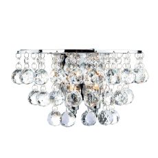 Pluto 2 Light G9 Polished Chrome Wall Light With Pull Switch Featuring Rings Of Faceted Crystal Drops