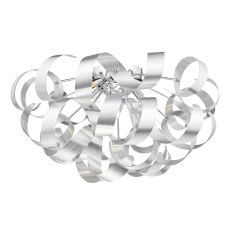 Rawley 5 Light G9 Polished Chrome Flush Ceiling Fitting Features Ribbons Of Brushed Aluminium