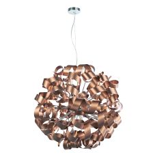 Rawley 12 Light G9 Polished Chrome Adjustable Pendant Features Ribbons Of Brushed Copper