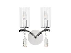 Rhea Wall Lamp Switched 2 Light E14 Polished Chrome/Crystal With Clear Glass