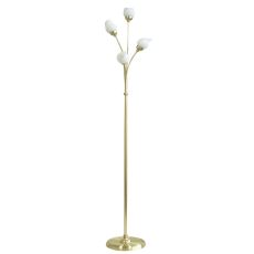 Rimini Floor Lamp With In-Line Dimmer 4 Light G9 Satin Brass/Opal Glass