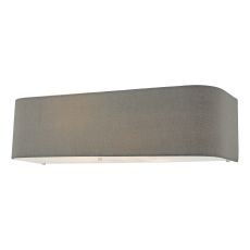 Ronda 2 Light E27 Grey Faux Silk Shade Wall Light With Acrylic Top & Bottom Diffusers