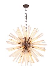Akon 16 Light E27, Round Pendant Brown Oxide / Champagne Gold Glass  Item Weight: 15kg