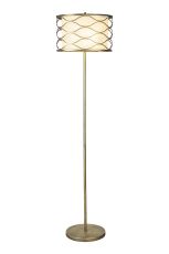 Rocorston Floor Lamp 3 Light E14 Aged Gold / Ccrain Fabric Shade