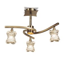 Rosa Del Desierto Semi Ceiling 3 Light G9, Antique Brass