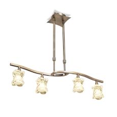 Rosa Del Desierto Telescopic Linear Pendant Line 4 Light G9, Antique Brass