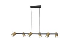 Sal 6 Light Linear Pendant Spotlight GU10, Satin Gold/Matt Black