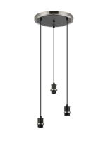 Salas 1.3m Round Suspension Kit, 3 Light E14, Satin Nickel / Satin Black