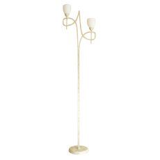 San Marino Floor Lamp With In-Line Switch 2 Light E14 Ccrain/French Gold/Opal Glass
