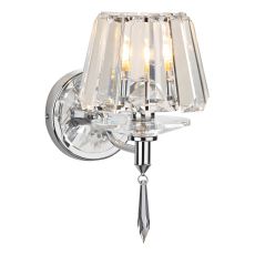 Selina 1 Light G9 Polished Chrome Wall Light With Crystal Glass Shade And Decorative Dropper