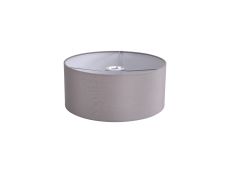 Serena Round Cylinder, 350 x 150mm Faux Silk Fabric Shade, Grey