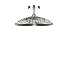 Riva 1 Light E27 Chrome Semi Flush Ceiling Fixture C/W A Large Faceted Shade In A Acrylic Mirrored Finish