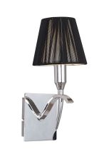 Siena Wall Lamp Switched 1 Light E14, Polished Chrome With Black Shade And Black Crystal
