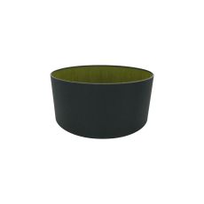 Sigma Round Cylinder, 400 x 180mm Dual Faux Silk Fabric Shade, Midnight Black/Green Olive