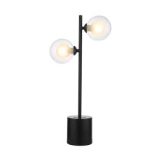 Spiral 2 Light G9 Matt Black Table Lamp C/W Inline Switch C/W Clear & Opal Glass Shades