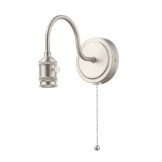Accessory 1 Light E14 Antique Chrome Wall Light With Pull Cord