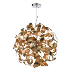 Swash 9 Light G9 Polished Chrome Adjustable Pendant C/W Copper Ribbons