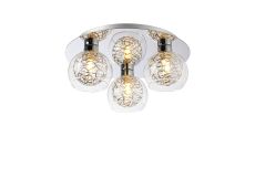 Talisbon Flush Ceiling Round, 3 Light G9, Polished Chrome/Silver/Clear Glass